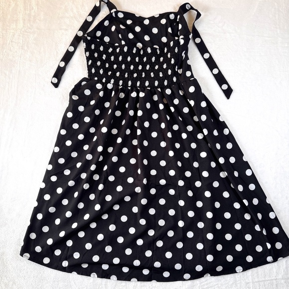 Sz L B&W Poka Dot Dress Bikini Straps Midi Spring Cool Summer Hot Stylish Look - Picture 1 of 6